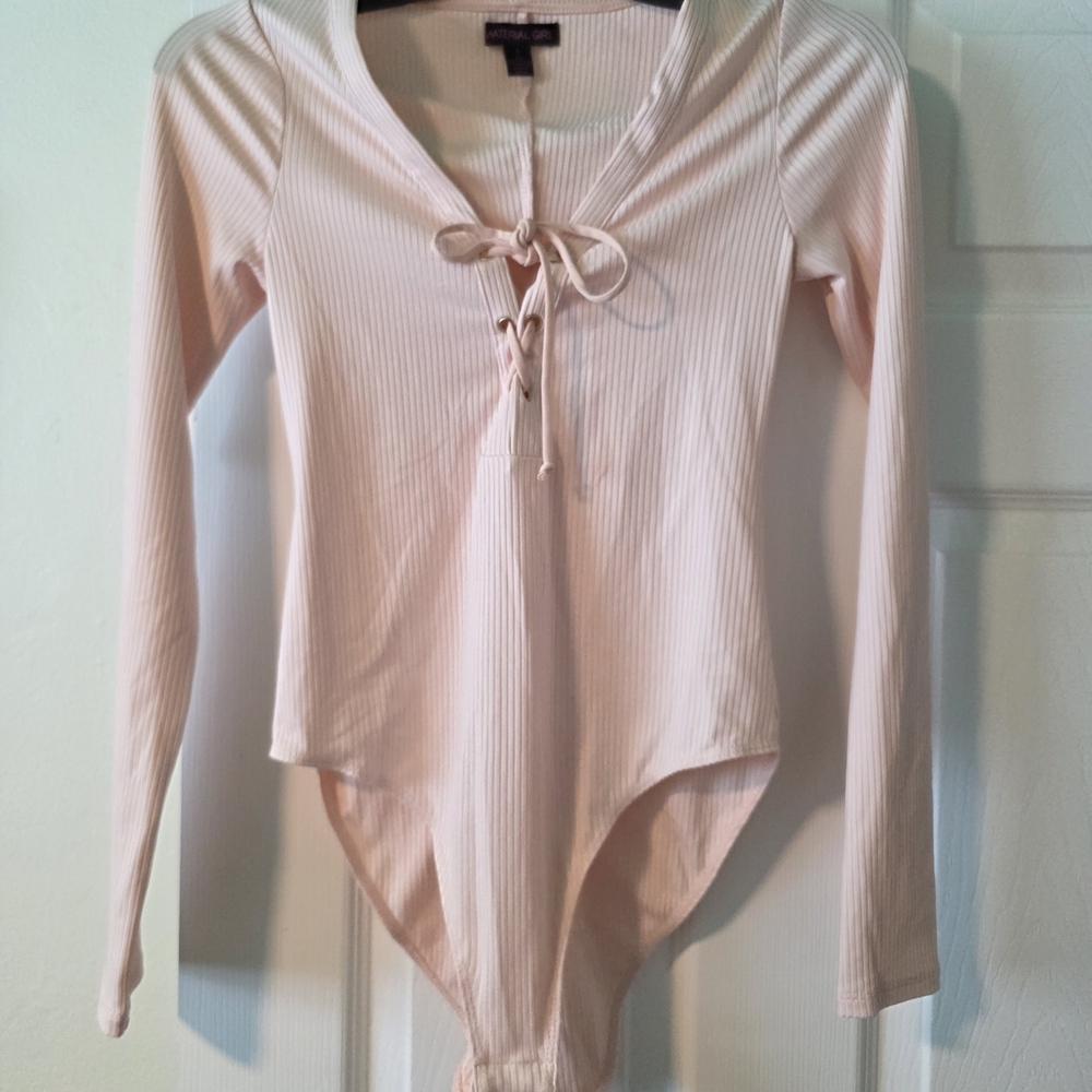 Material Girl Pink Ribbed Bodysuit